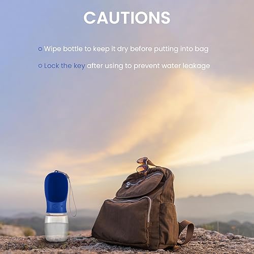 Miniatura 7 de WePet Botella de agua portátil para perros, 12 onzas, dispensador de agua para cachorros a prueba de fugas con alimentador de bebida para mascotas