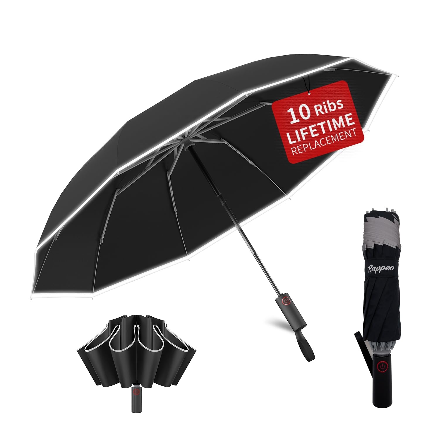 4-in-1 Inverted Travel Umbrella Compact Automatic Large Umbrellas for Rain Sun Portable Windproof Umbrella for Backpack Reverse Folding