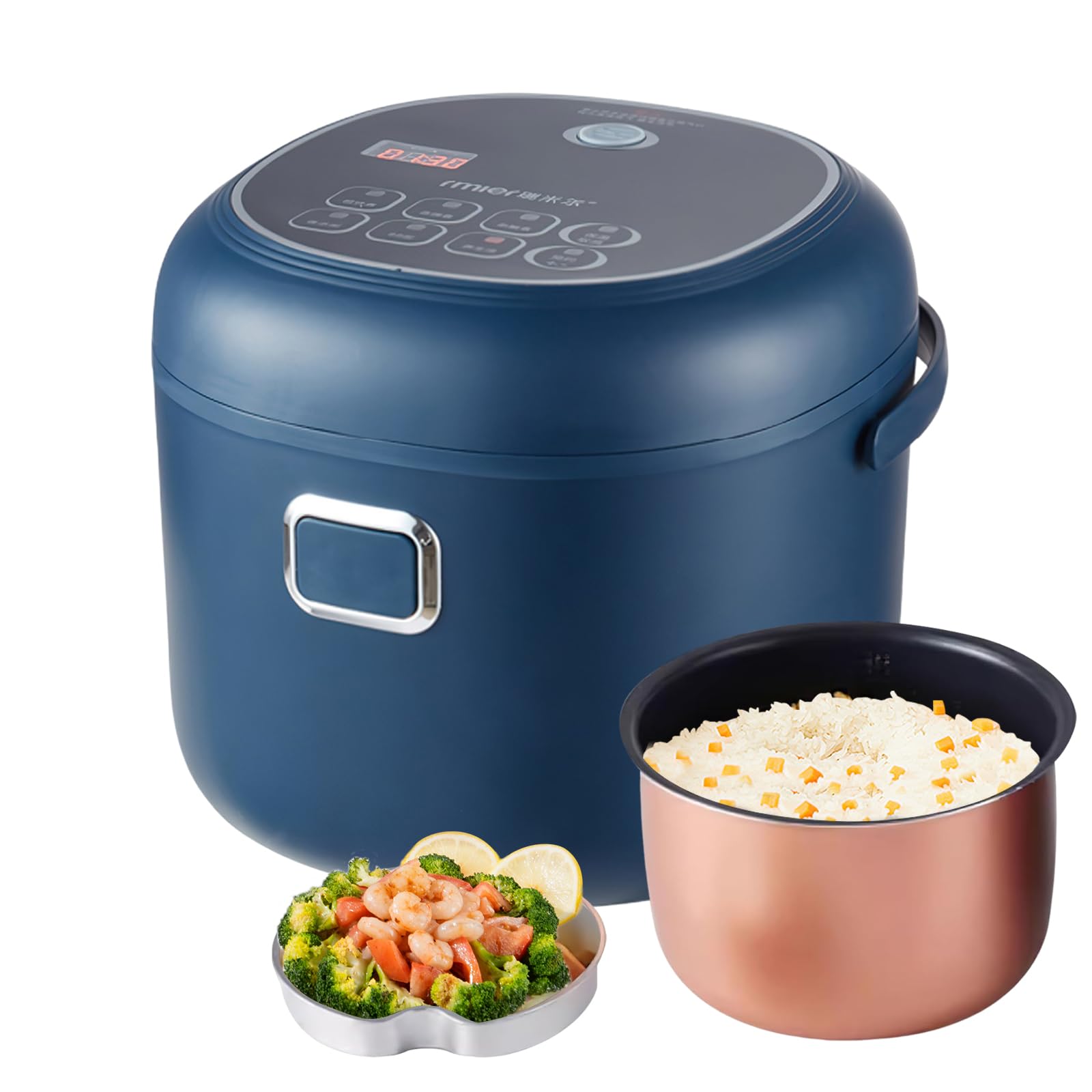 Olla de Arrocera, Cocina de Arrocera de Coche de 200 W, Capacidad 2L/3L, Arrocera Eléctrica Multifunción Portátil, Mantiene Caliente, Recipiente Antiadherente, Para Coche 12V 24V 220V (2L)