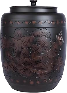Black Glaze Ceramic Rice Container With Airtight Lid Porcelain Grain Dispenser Sealed Food Storage Jar For Rice Soybeans Corn Flour Oatmeal Kitchen Organization