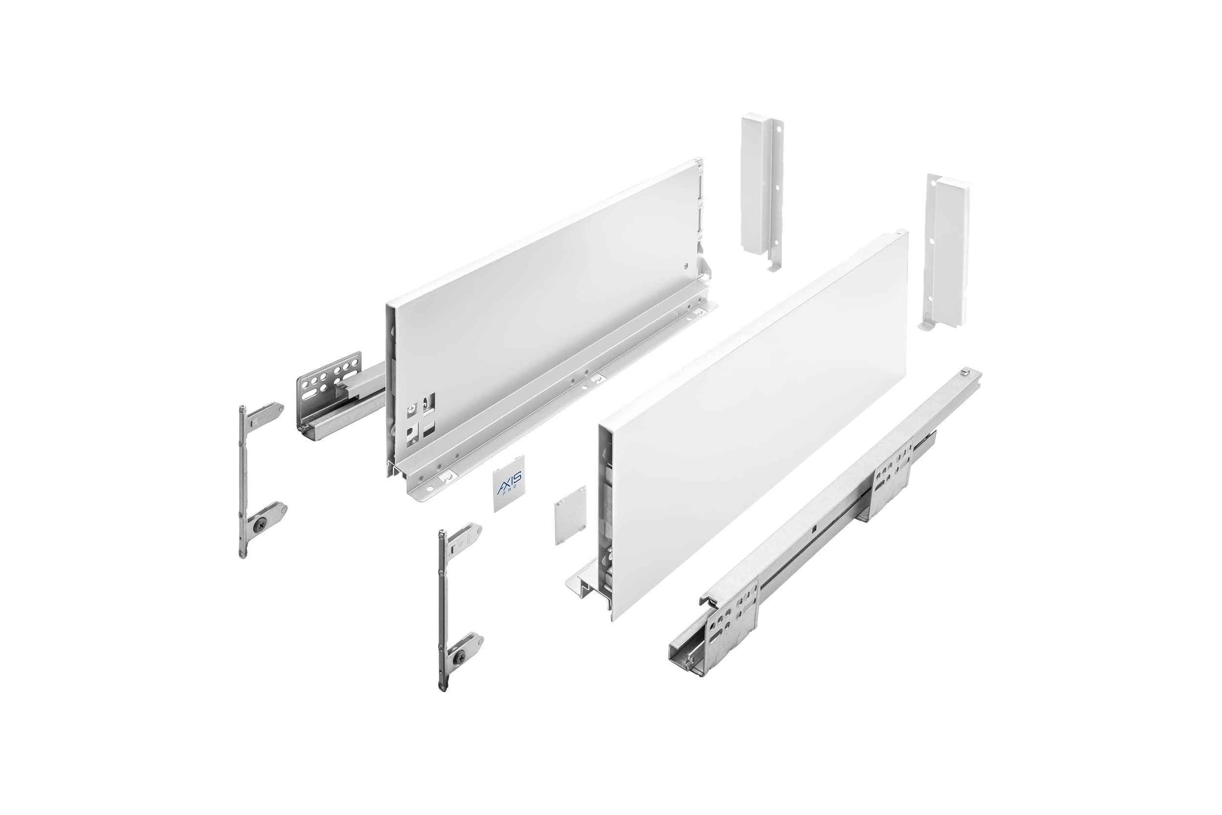Gtv White Axis Pro Drawer System I Drawer Set With Full Extension And Integrated Damping I I Load Capacity Up To 40 Kg I Soft-Close I Free Access I Width 450 Mm I Height 168 Mm