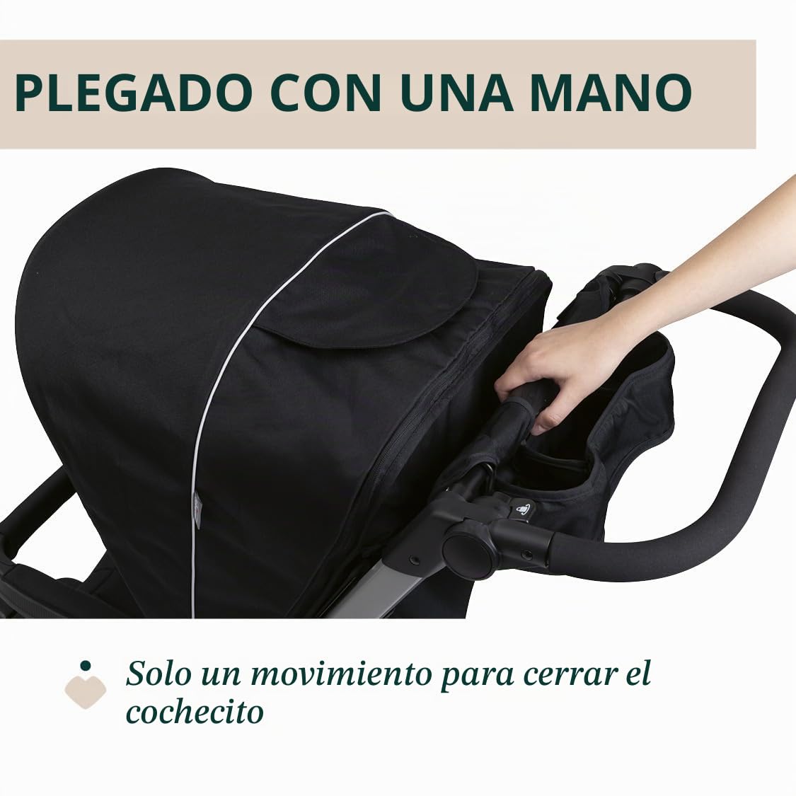 Cochecito Activ3 de 3 ruedas, funcional y fácil de maniobrar en cualquier terreno, asiento espacioso, respaldo reclinable, práctico cierre rápido, amortiguadores ajustables, 0 meses+, Ebony