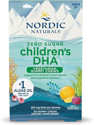 Nordic Naturals Zero Sugar - Gomitas masticables vegetarianas DHA para niños, sabor a limón y maracuyá, 30 gomitas - Aceite de algas vegano Omega-3