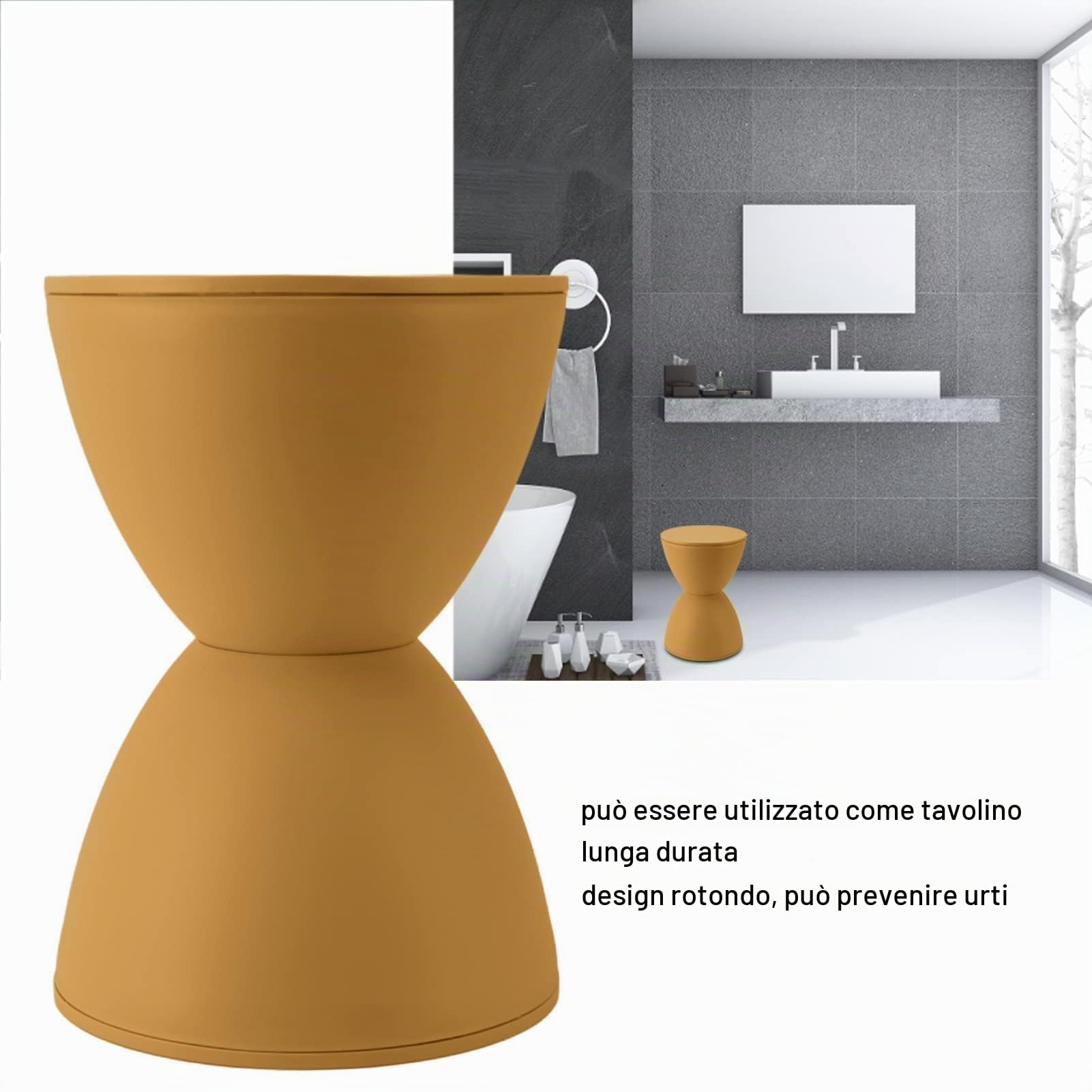 Sgabello a Forma di Clessidra in Plastica Multiuso e Versatile, Design Semplice e Moderno, Resistente e Sicuro