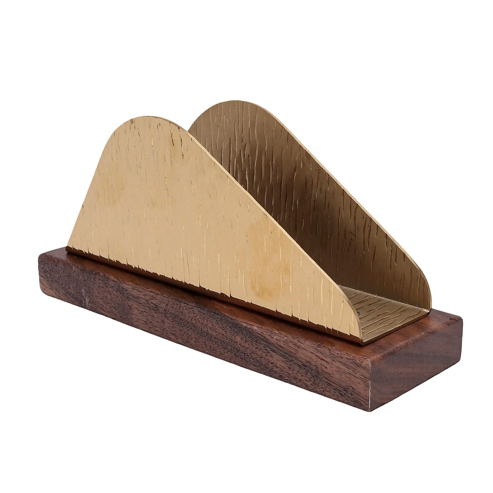 Servilletero de Gran Capacidad de Estilo Nórdico | Soporte de Pañuelos de Acero Inoxidable Dorado con Base de Madera para Mesa, Cocina, Restaurante y Cafetería (joroba única)
