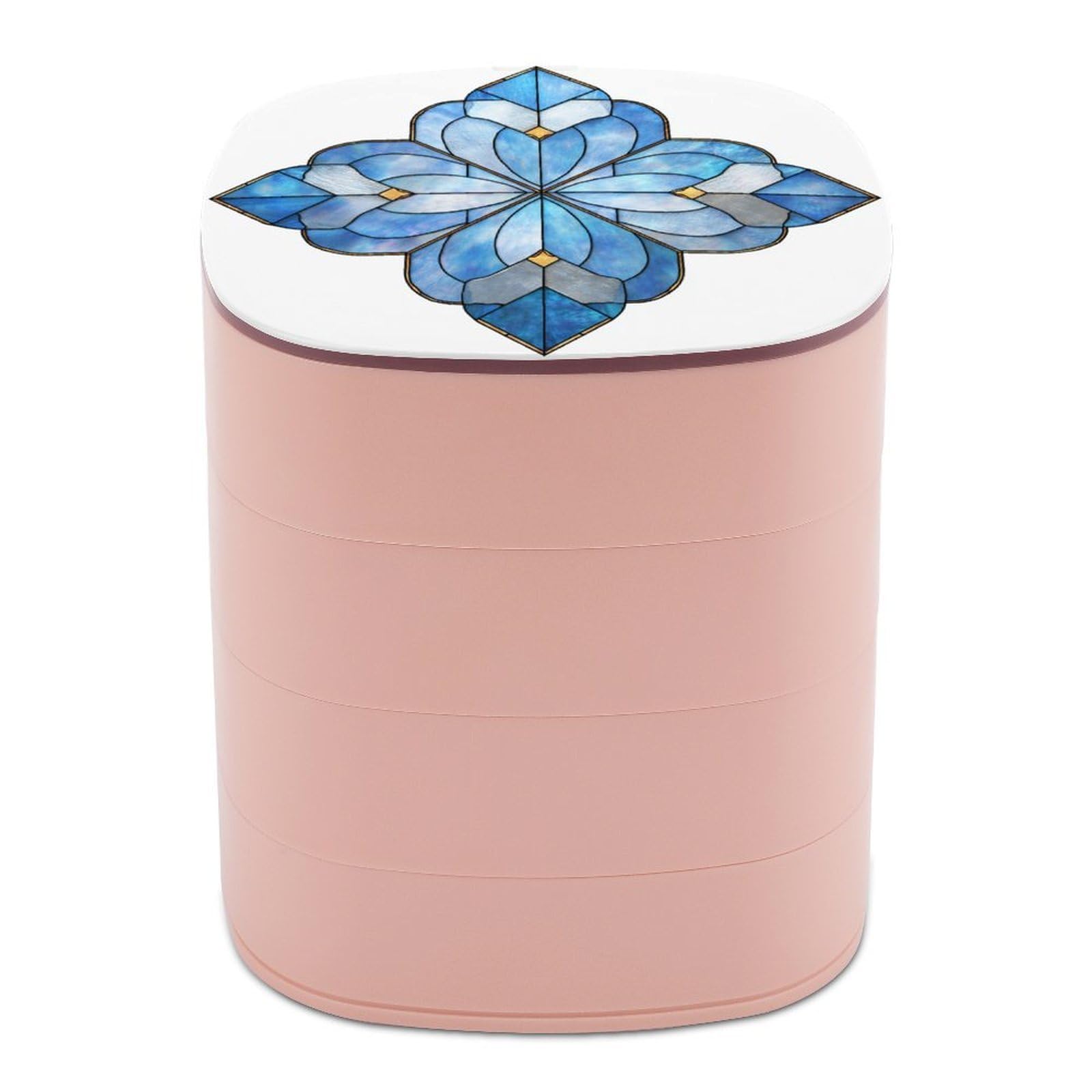 Jubonexis Blue Four-petal Star Shaped Stained Glass Jewelry Boxes for Women, Earring Holder Organizer Rotating Jewelry Organizer for Necklaces Bracelets Ring