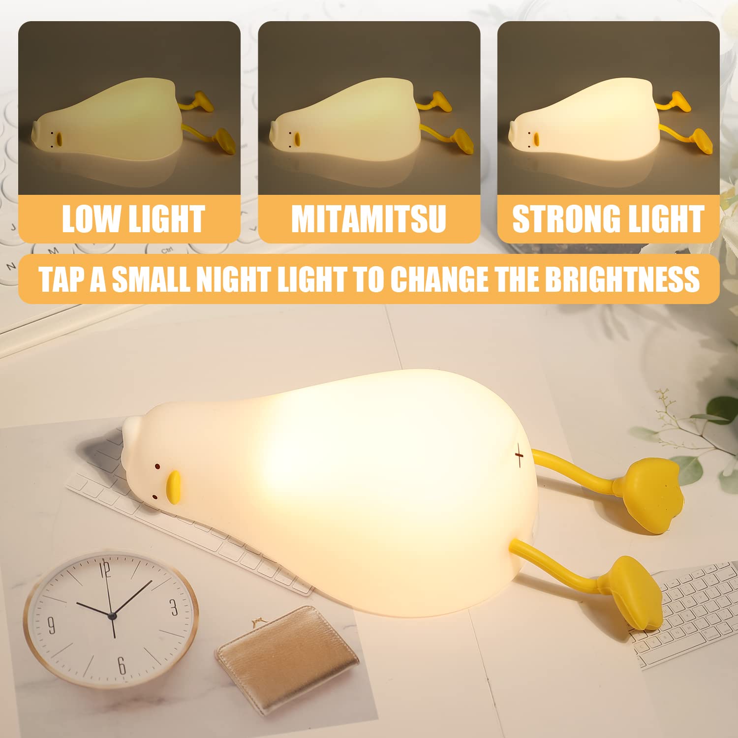 Luce notturna luce notturna forma anatra piatta luce LED silicone ricaricabile tramite USB accende con clic luce decorativa per cameretta dei bambini | Leroy Merlin