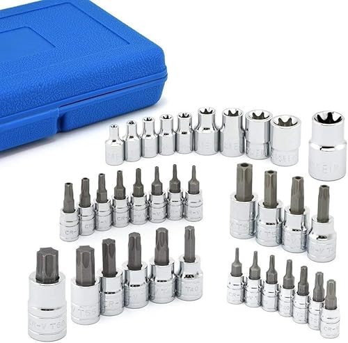 Vector Tools Juego de brocas Torx y llaves Torx externas, a prueba de manipulaciones, T8 - T60 | 35 piezas