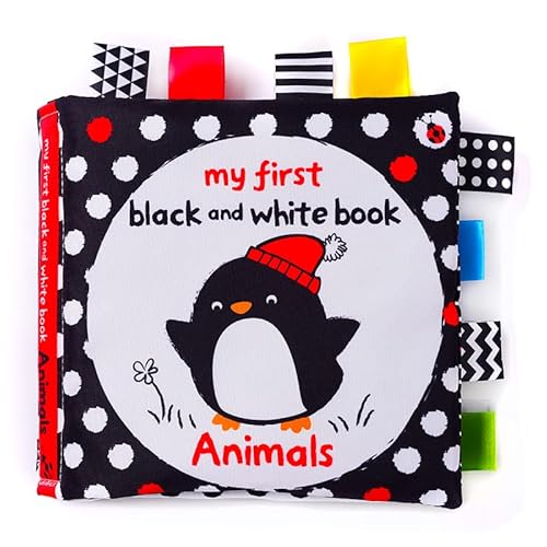 Livro macio interativo de alto contraste, preto e branco, brinquedos sensoriais para bebês, livro ma