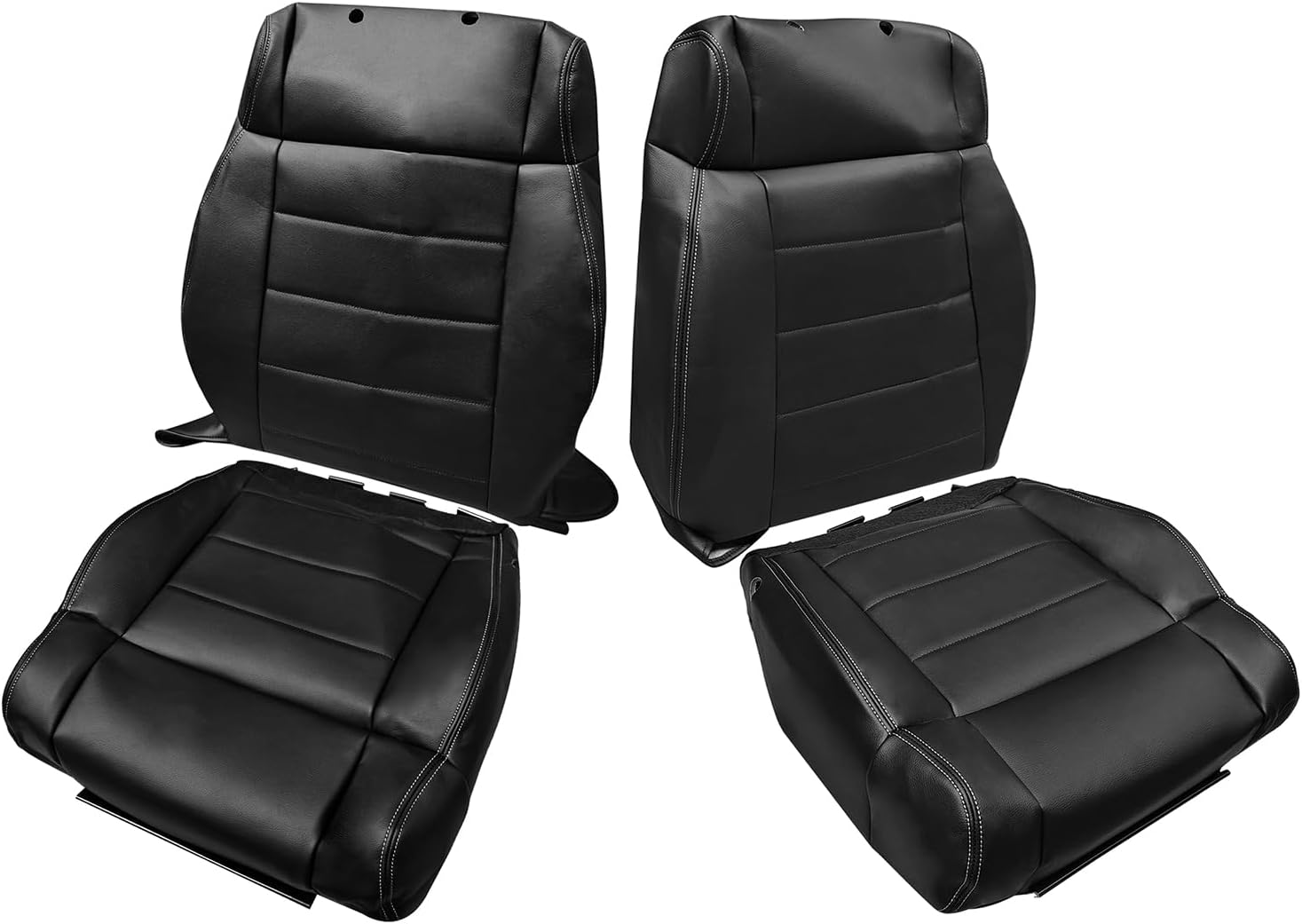 Driver Passenger Side Bottom and Top Lean Back Seat Cover Replacement Fits for Jeep Wrangler 2008-2012 Microfiber Leather, Black