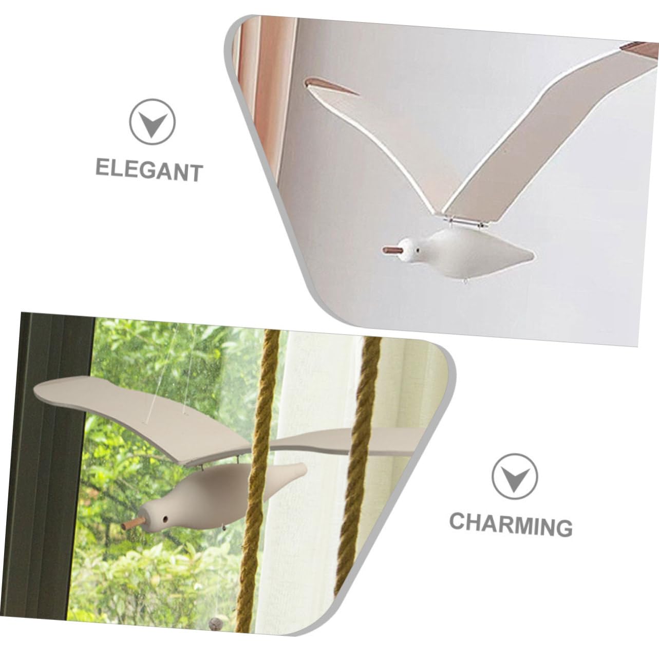 Colgante Cuerda de Cáñamo Adorno de Pájaro de Madera Diseño Único y Material Seguro para Decoración de Habitación Infantil para Dormitorio o Fiesta de Bienvenida de Ñiño