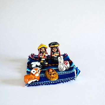 Tiny Peruvian Nativity Scene 6 pcs set 1 tall, Christmas Decor Xmas ornaments, holy family ethnic figurines, ornaments gift decorations