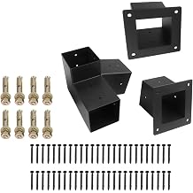 Slanted Roof Pergola Bracket Wall Mount for 4x4 Posts - Heavy Duty Steel Gazebo Hardware Kit BlackLeft 15  set