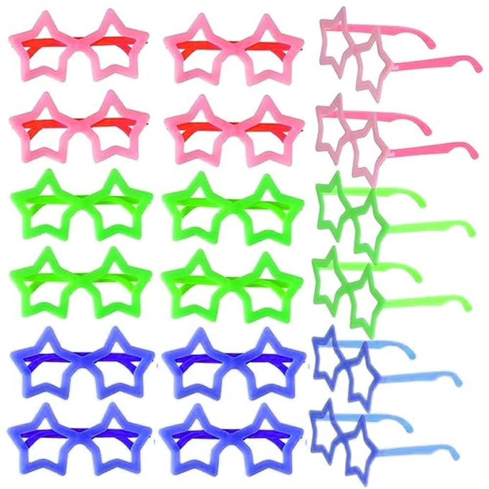 Pop The Party Stylish Cute Star-Shaped Glasses Without Lens Design Pack of 10