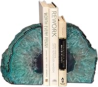 Vista 1 de AMOYSTONE - Sujetalibros decorativo de ágata para oficina, resistente, con protectores de goma, 1 par