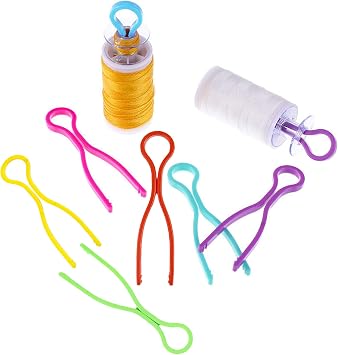 50 PCS Sewing Bobbin Thread Holders,Sewing Thread and Bobbin Organizer Holder Accessories and Supplies for Craft Embroidery Plastic Thread Clamps Spools Organizers,Colorful Ramdon 6,LXLVOUEG