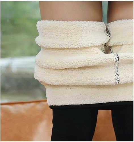 Vista 2 de Hixiaohe Leggings casuales con forro polar Sherpa para mujer, pantalones cálidos de invierno de cintura alta, elásticos, gruesos, térmicos