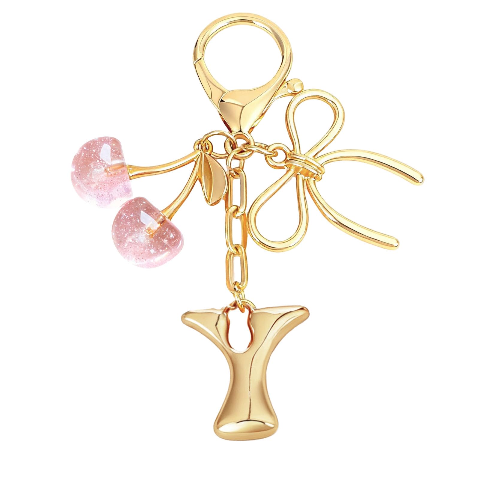 Snylcce Goldener Bubble Buchstabe Rosa Y Schlüsselanhänger m