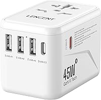 Vista 11 de LENCENT Adaptador universal de enchufe de viaje, adaptador de corriente internacional con doble salida de CA, cargador de pared mundial para EE. UU.