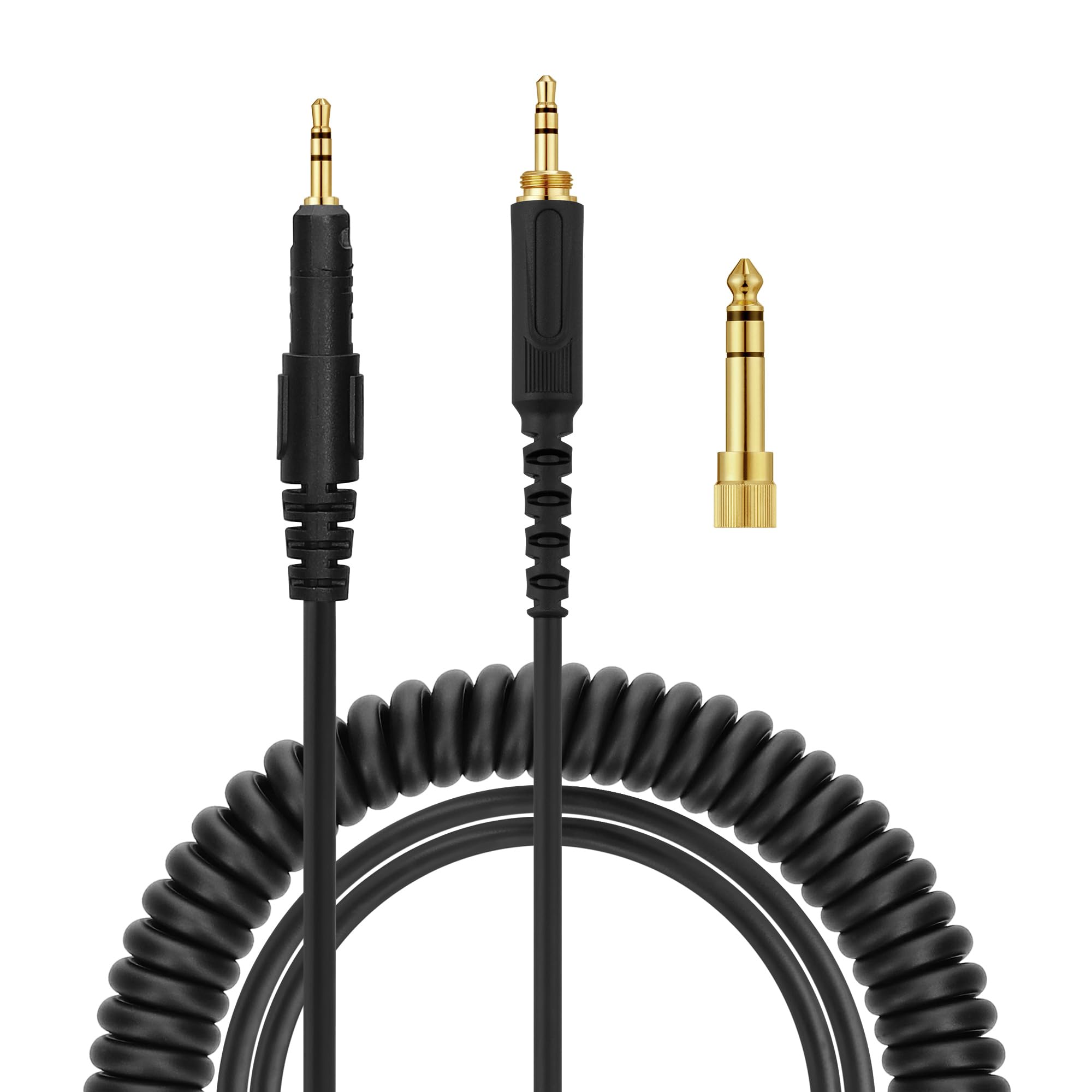 kwmobile Câble compatible avec AudioTechnica ATH-M50X / M40X / M60X / M70X - Câble de Rechange 3,5mm pour Casque Audio avec Adaptateur Connecteur 6,35 mm