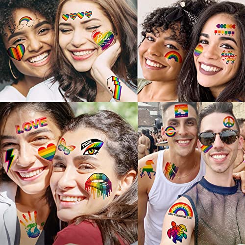 Yezunir 24 Sheets Pride Tattoos Temporary, Rainbow Temporary Tattoos For Men Adults, Kids Gay Pride Temporary Tattoo Stickers, Rainbow Accessories For Women, Pride Face Stickers Parades Celebrations Party Festivals #TOP1