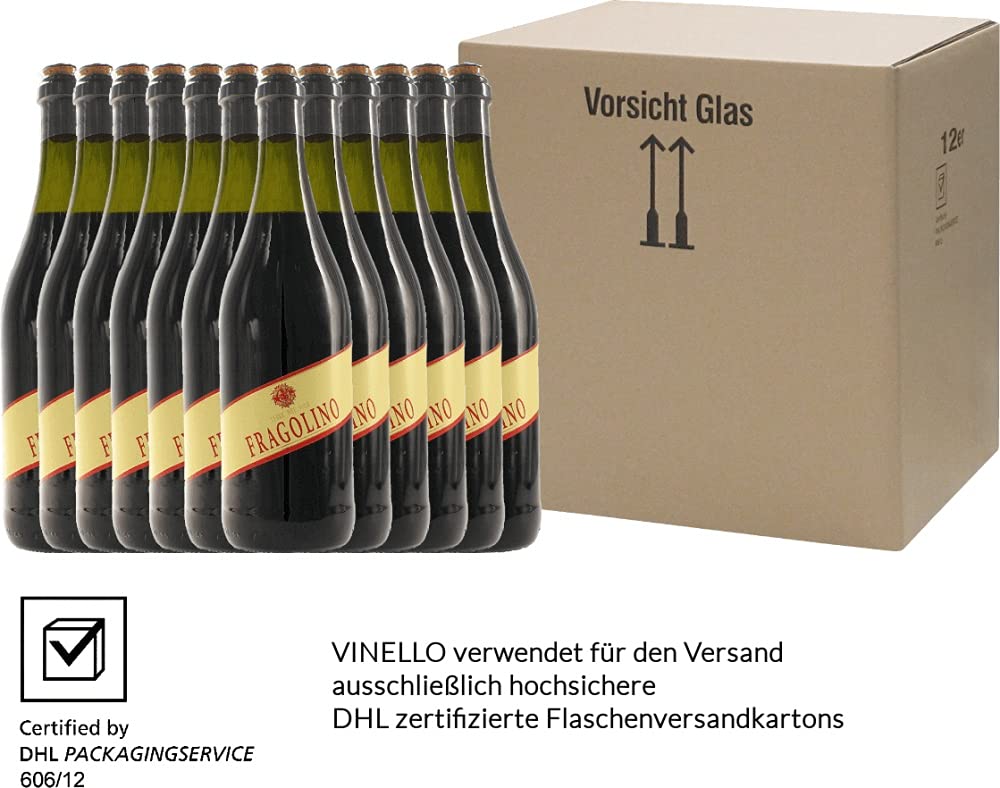 Fragolino Rosso von Terre del Sole - Weinhaltiges Getränk 12 x 0,75l VINELLO - 12er - Weinpaket inkl. kostenlosem VINELLO.weinausgießer