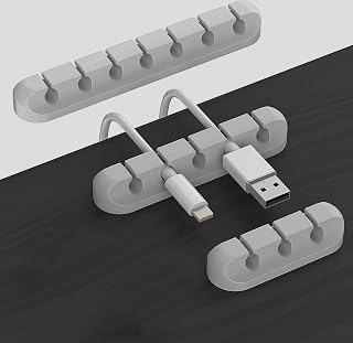 Trenkyo Cable Clips, Cord Organizer Cable Management, Cable Organizers USB Cable Holder Wire Organizer Cord Clips, Cord Holder for Desk Car Home and Office (3/5/7 Slots)-Grey