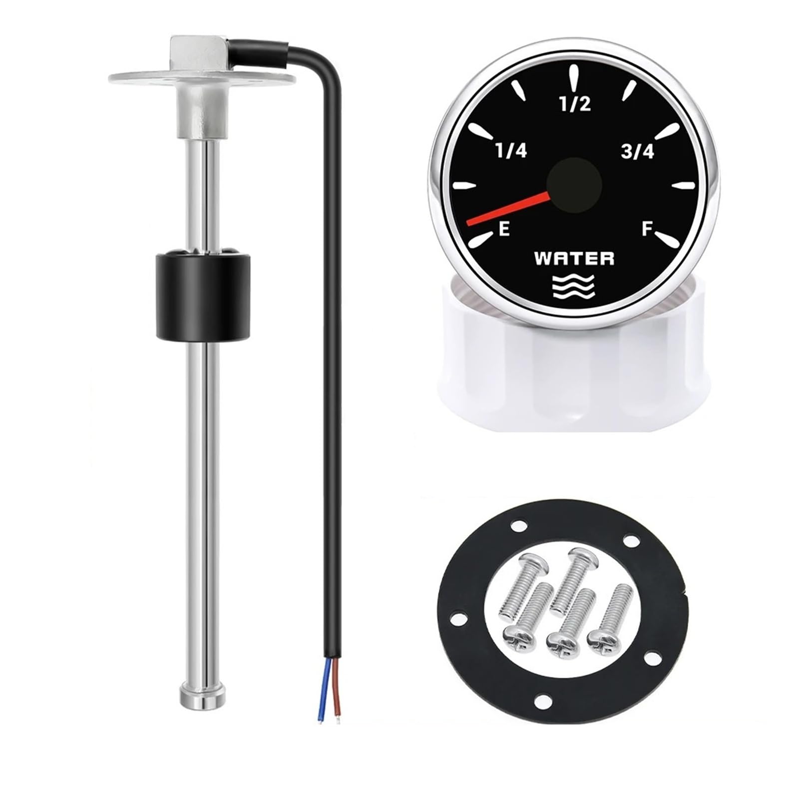 0-190 Ohm/240-33ohm Czujnik poziomu wody ze wskaźnikiem 52mm z 7-kolorowym podświetleniem Wskaźnik poziomu wody w zbiorniku Łódź Samochód Niezawodny zamiennik(0-190 Ohm,500mm SensorXGauge)