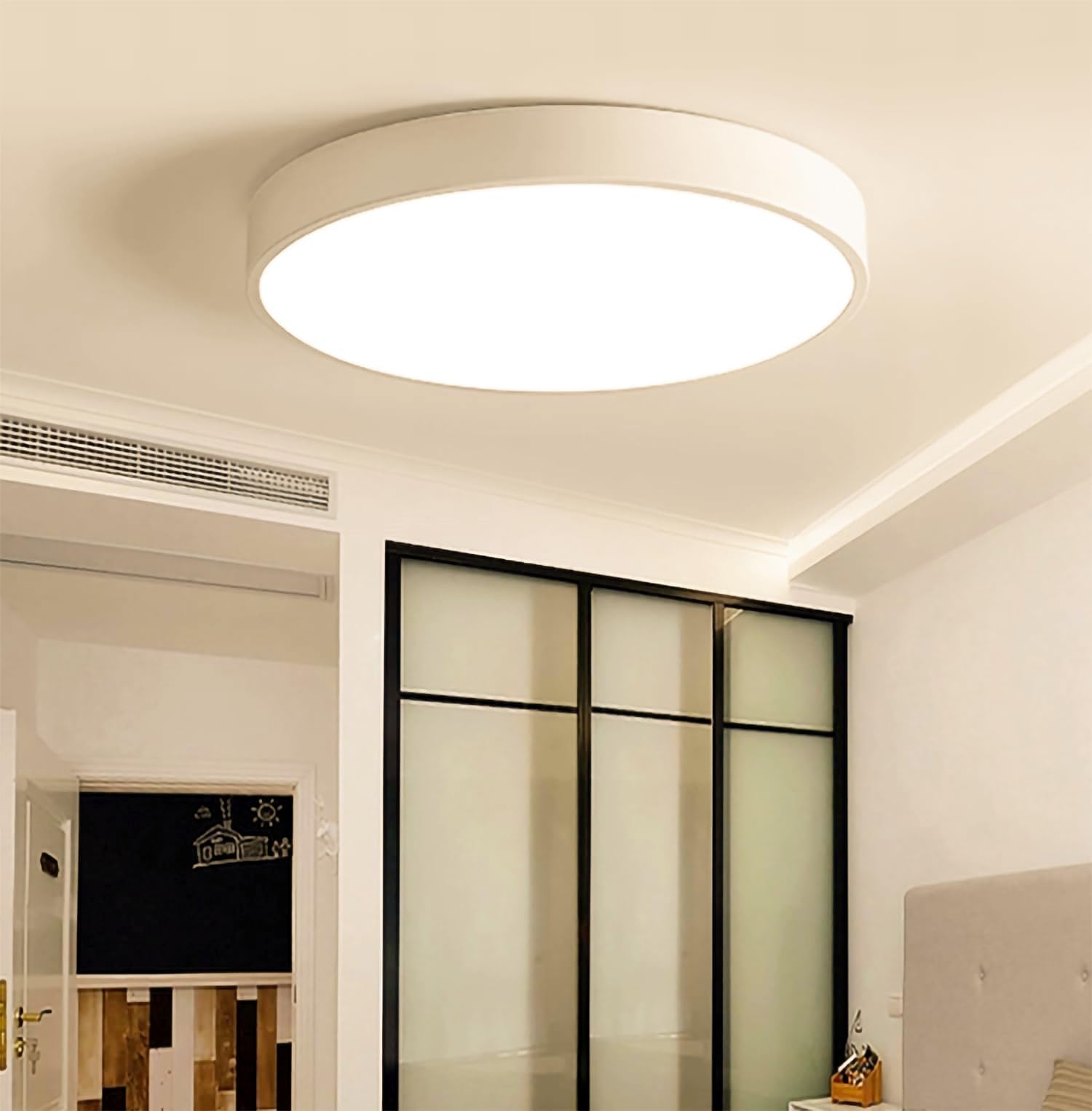 EXTRASTAR Deckenlampe LED Rund Deckenleuchte: Lampe Wohnzimmer 24W 3000K Warmweiß 2600LM Ø30CM, Wasserfest Modern Flach Schlafzimmerlampe für Bad Flur Balkon Wohnzimmer Küche Keller