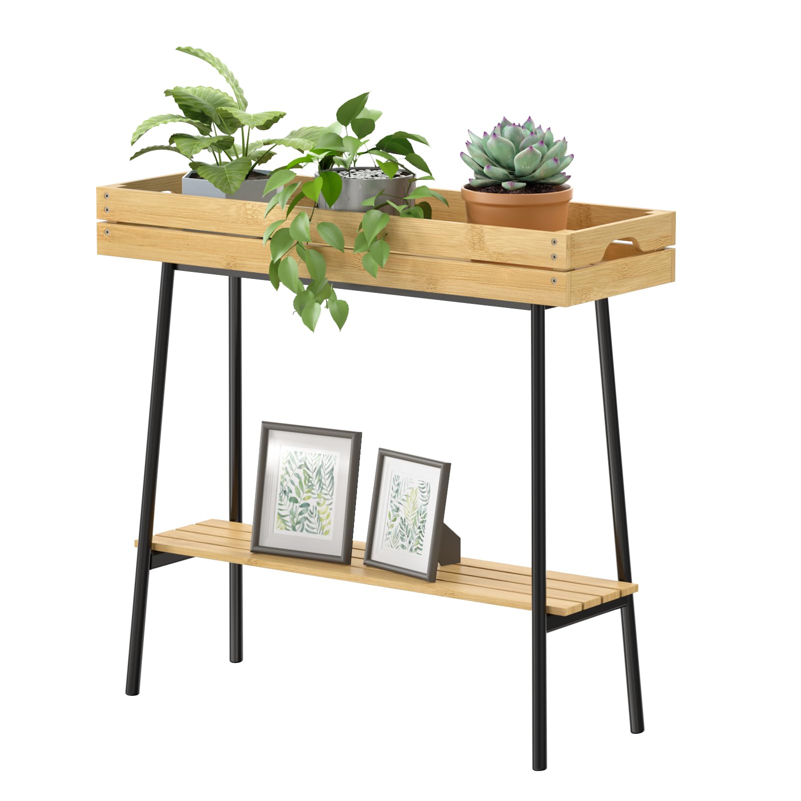 BAMBANG Bamboo Plant Stand Indoor, 2 Tier Tall Plant Stand Table for Multiple Plants, Window Sill Plant Shelf Bench Plant Rack for Living Room Balcony Hallway Outdoor SIMILAR NOT EXACT ITEM