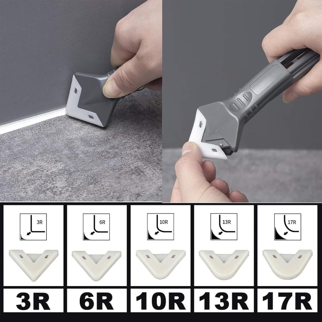 PARENCE. - Herramienta de lechada de silicona 3 en 1 - espátula y raspador de varias brocas para lechada, lechada, resina, acrílico - 5 puntas intercambiables - acabado perfecto