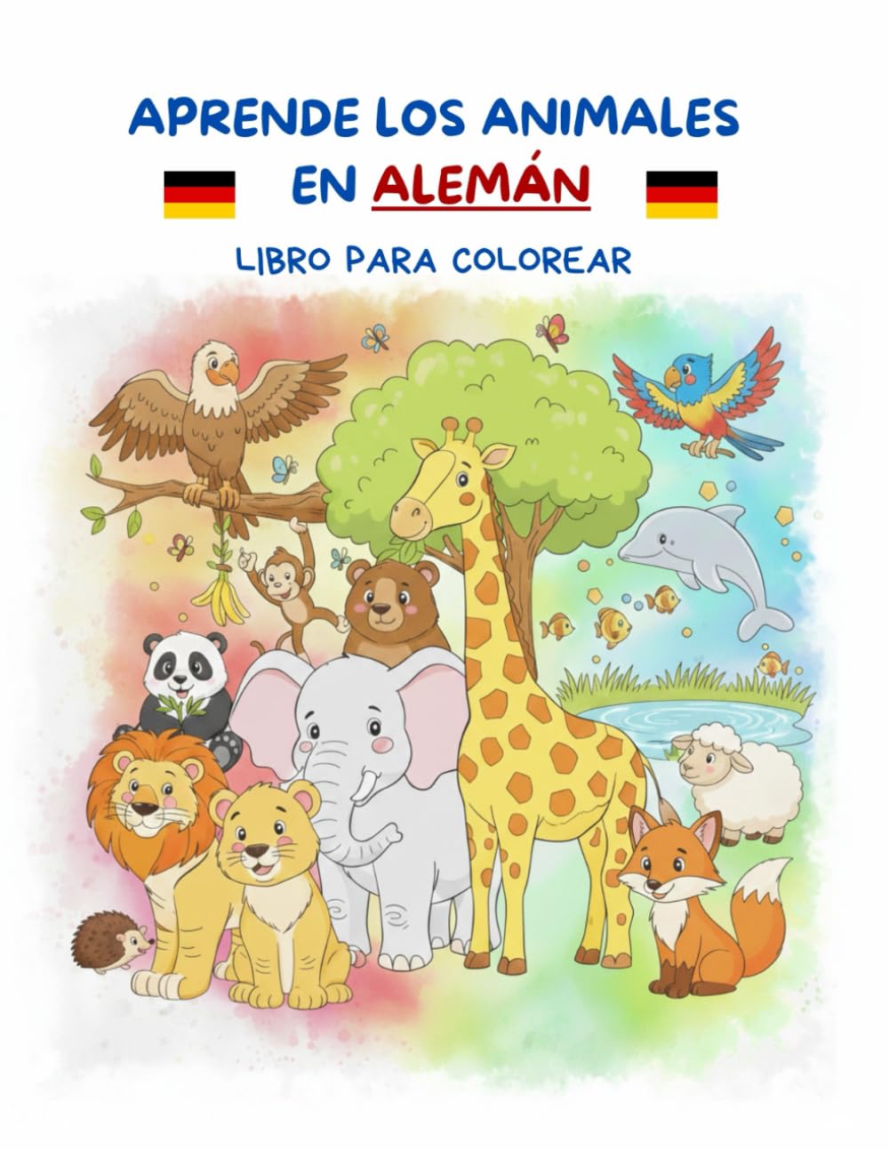 APRENDE Y COLOREA LOS ANIMALES EN ALEMÁN: LIBRO PARA COLOREAR INFANTIL