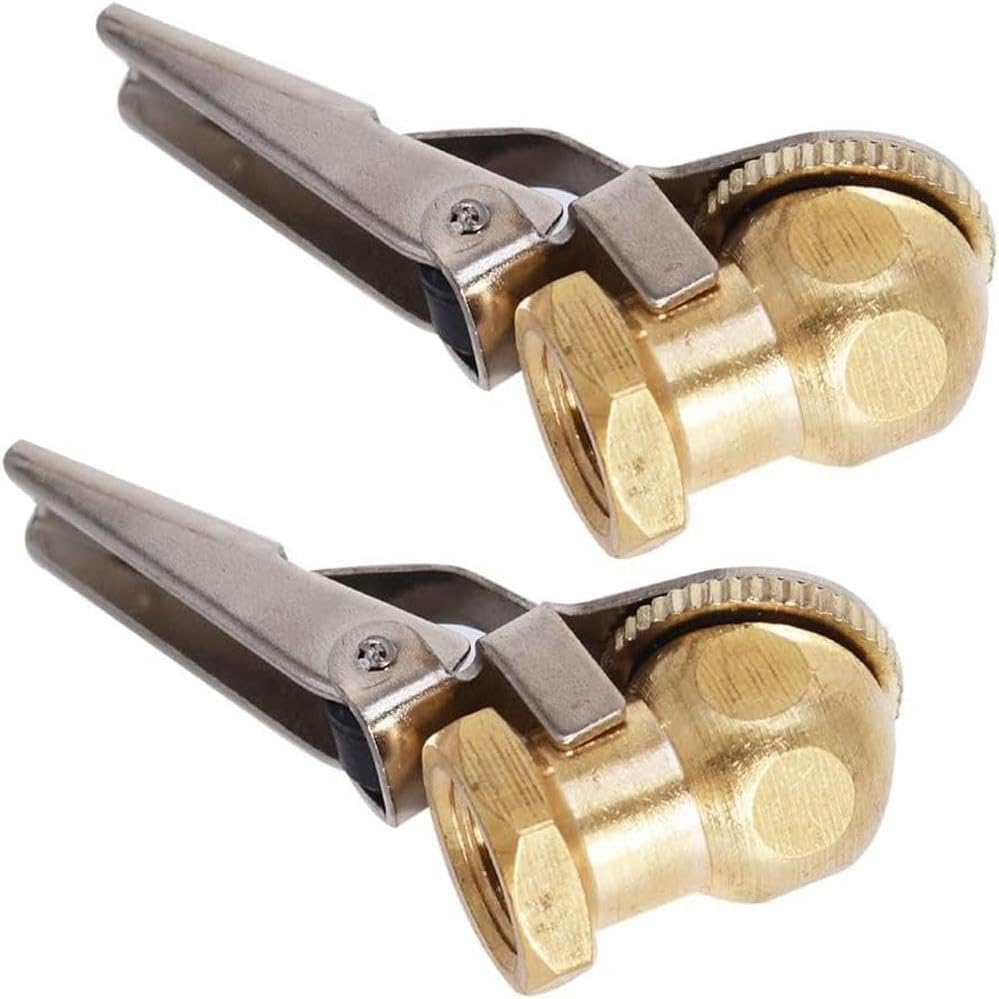 1/4" Tire Inflatable Straight Brass Open Flow Air Chuck Lock-On Clip *2OEM for Genuine Replacement