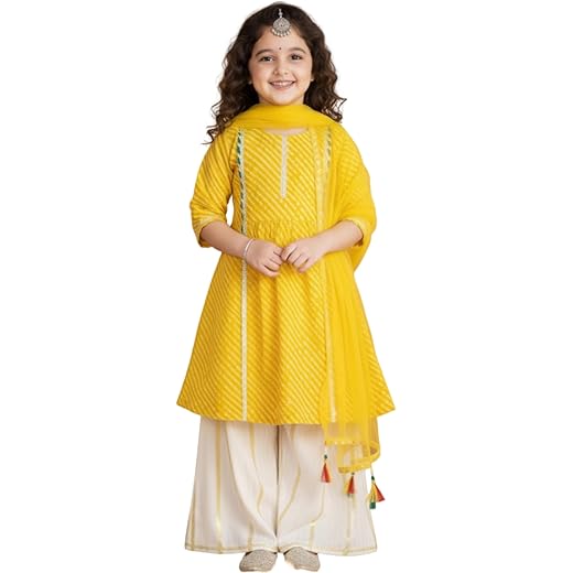 Naixa Girls Chanderi Printed Top Set