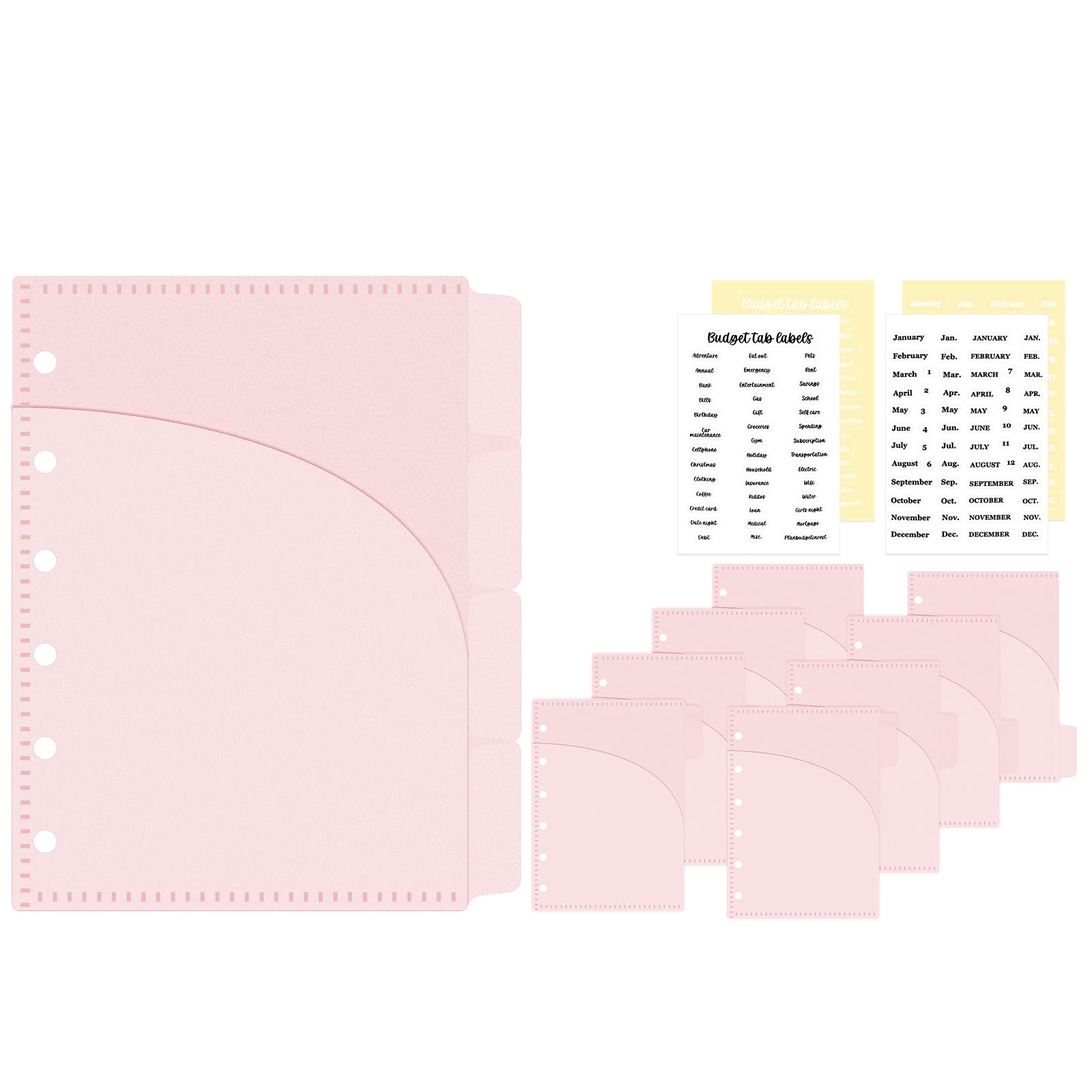 AxeWoodz A7 Cash Envelopes 12pcs Money Organizer for Cash Pink Double Pockets Card Protector Loose Leaf Budget Envelopes for 6 Ring Binder
