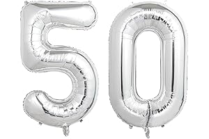 40 Inch Number 50 Silver Balloons
