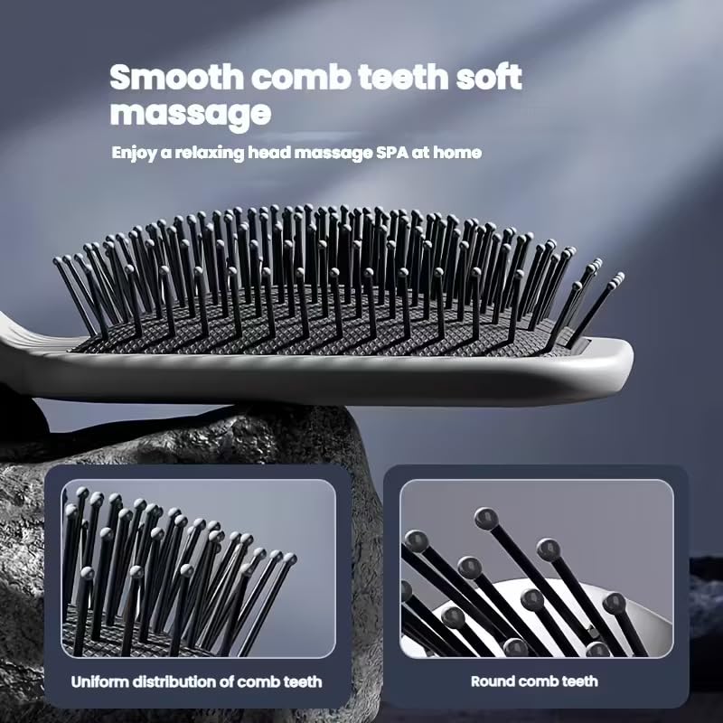 Netora Air Cushion Hair Brush Comb Set for Women & Men, Anti-Static Detangling Hair Brush, Paddle Brush for Wet & Dry Hair, Professional Styling Comb for Curly, Straight, Thick & Thin Hair (2 PCS) 1