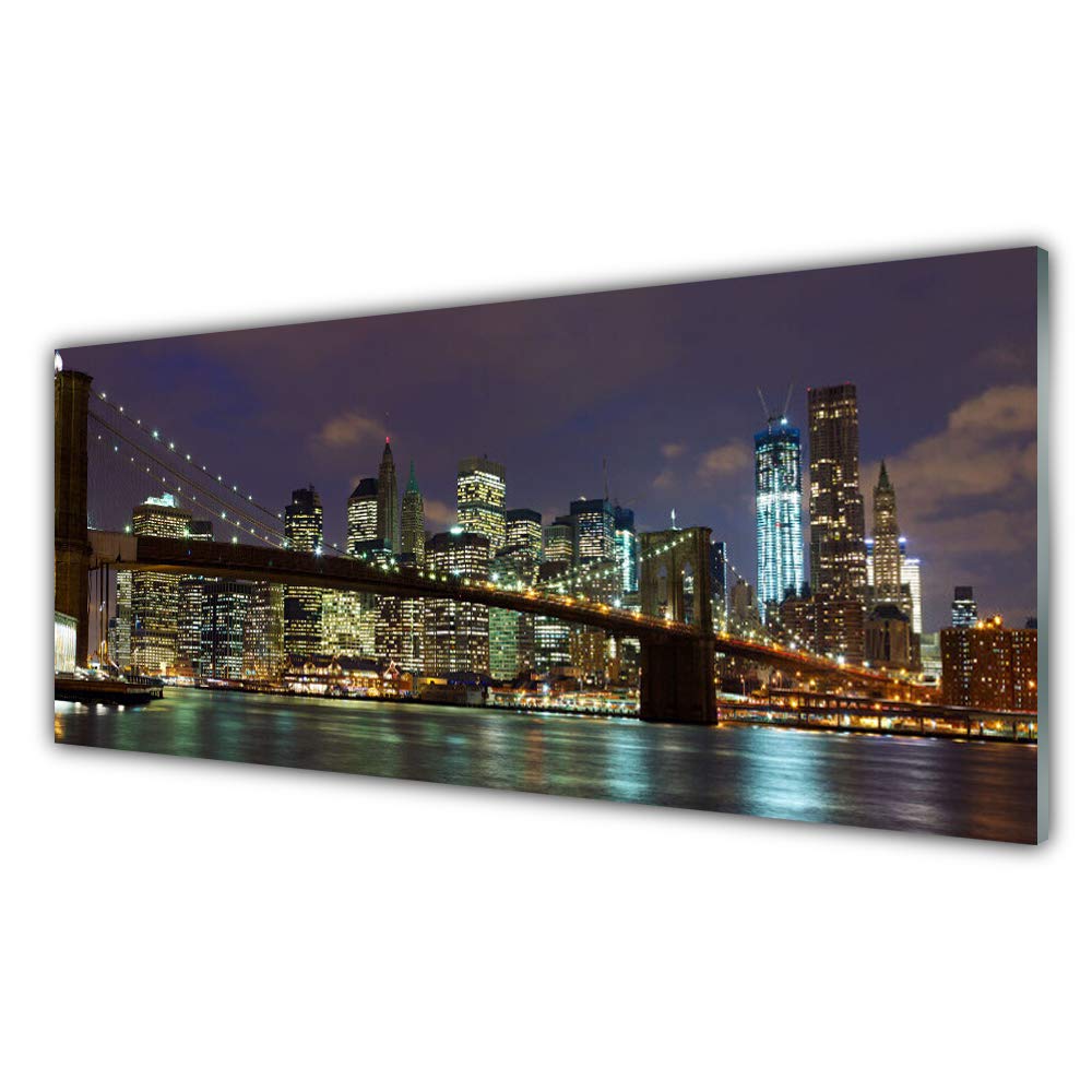Tableau en Verre Trempé Tulup Ville 125x50cm pour Salon et Bureau Moderne