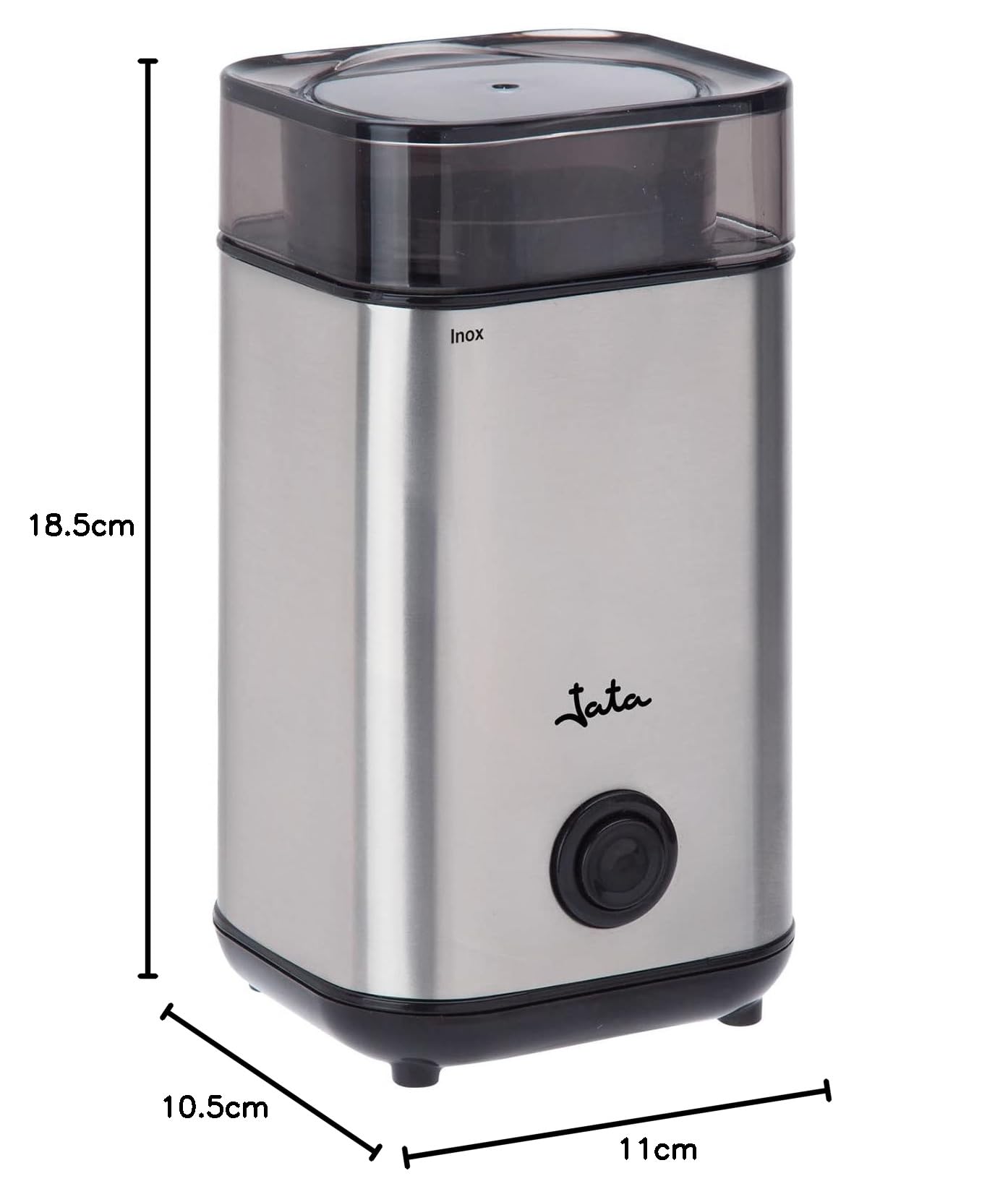 Jata ML133 Elektryczny młynek do kawy, 160 W, Pokrywa z systemem zamykania, Ostrze ze stali nierdzewnej, Korpus ze stali nierdzewnej, Pojemność 55 g, Wizjer Szlifowanie