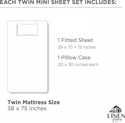 Miniatura 7 de Linen Home Juego de sábanas bajeras de percal de 100 % algodón, tamaño individual, color plateado, bolsillo profundo, 2 piezas, 1 sábana bajera de
