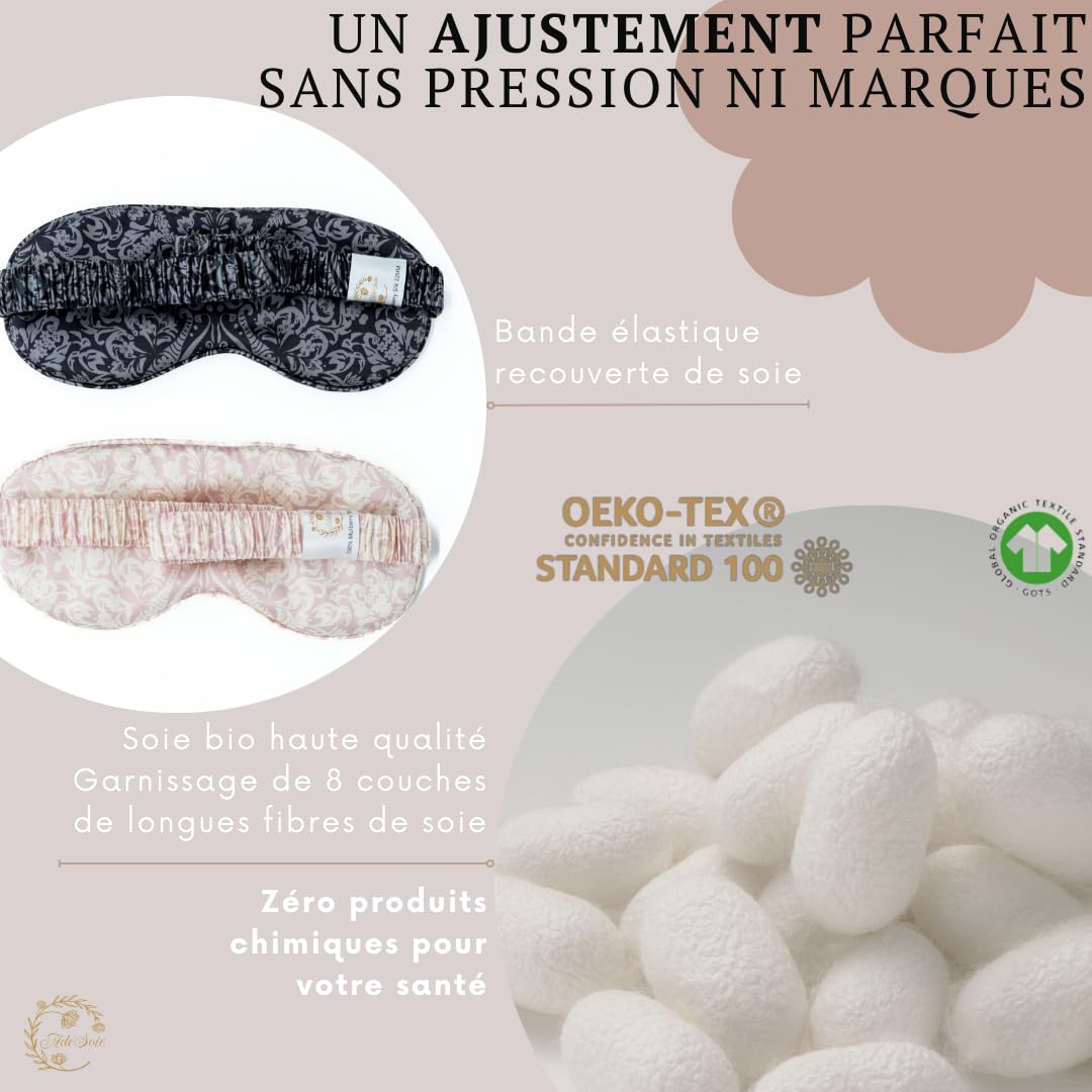 Confezione regalo 2 maschere per dormire pura seta di gelso 22 momme grado 6A maschera da notte seta biologica per donna e uomo con stampa vintage ipoallergenica, sonno riparatore adulto