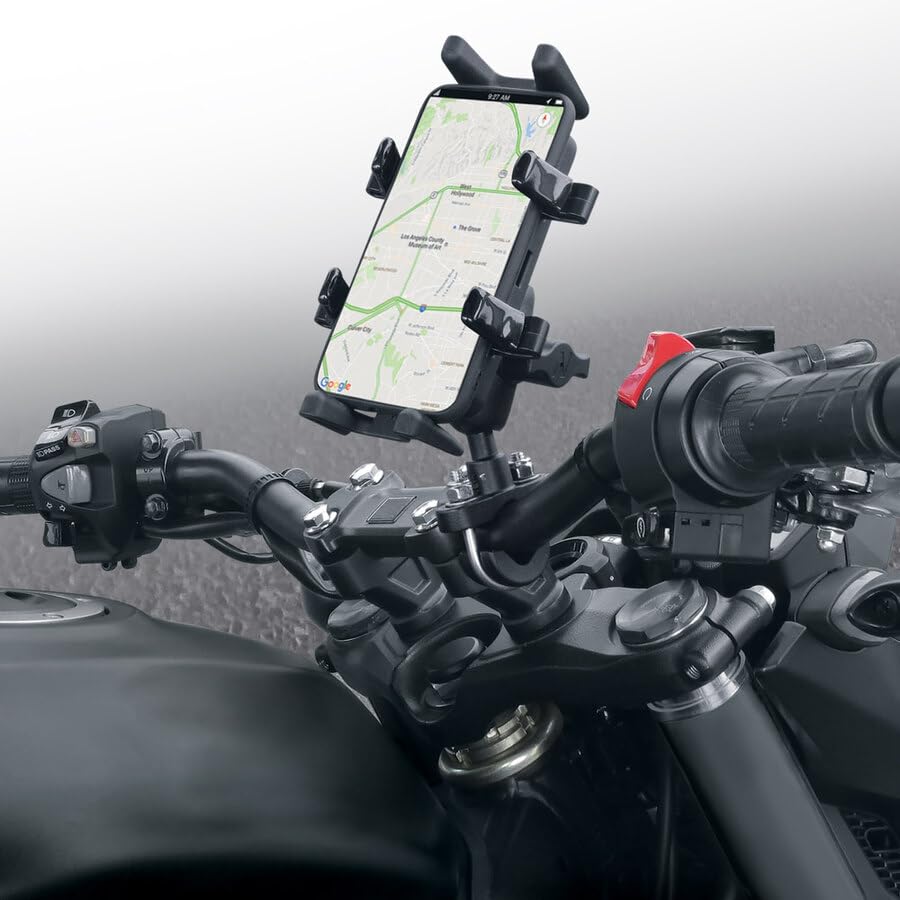 NOVAK Supporto Universale Rotante per Smartphone Super Strong per Tutte Le Moto e Scooter con manubri di Diametro compreso 20>27mm - Supporto Smartphone Auto
