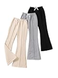 Girl's 3 Pack Sweatpants Flare Leg Elastic Waist Athletic Sweatpants Workout Active Pants