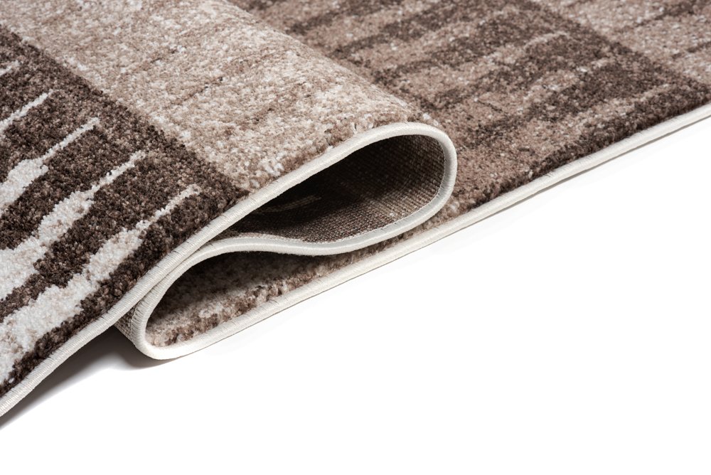 Tapiso Sari dywan z krótkim włosiem, nowoczesny dywan, geometryczny wzór, w paski, trójkąty, melanż, brązowy, beżowy, do salonu, sypialni, Ökotex 240 x 330 cm