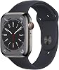 Apple Watch Series 8 (GPS + Cellular, 41mm) - Acero inoxidable grafito con correa deportiva medianoche, M/L (Reacondicionado) 1
