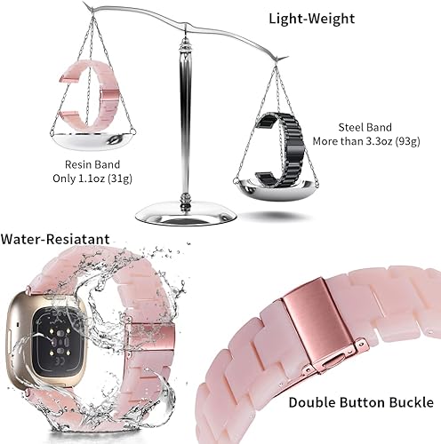 Miniatura 2 de Kabbba Correa de reloj de resina compatible con Fitbit Versa 4Sense 2Versa 3Sense 1, pulsera de repuesto ligera y ajustable para mujeres y hombres