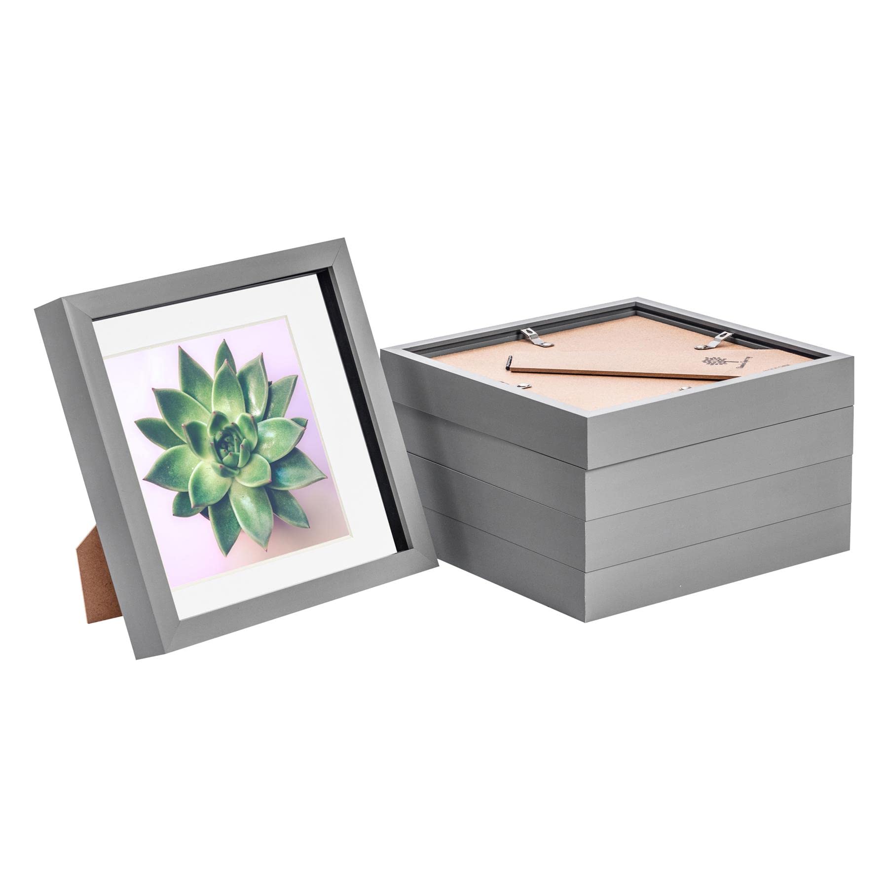 Nicola Spring 8 X 8" Photo FramesGrey/white Mount3D Picture Frame Box Portrait Display Case (22.5 X 22.5Cm) Set Of 5 from B&Q