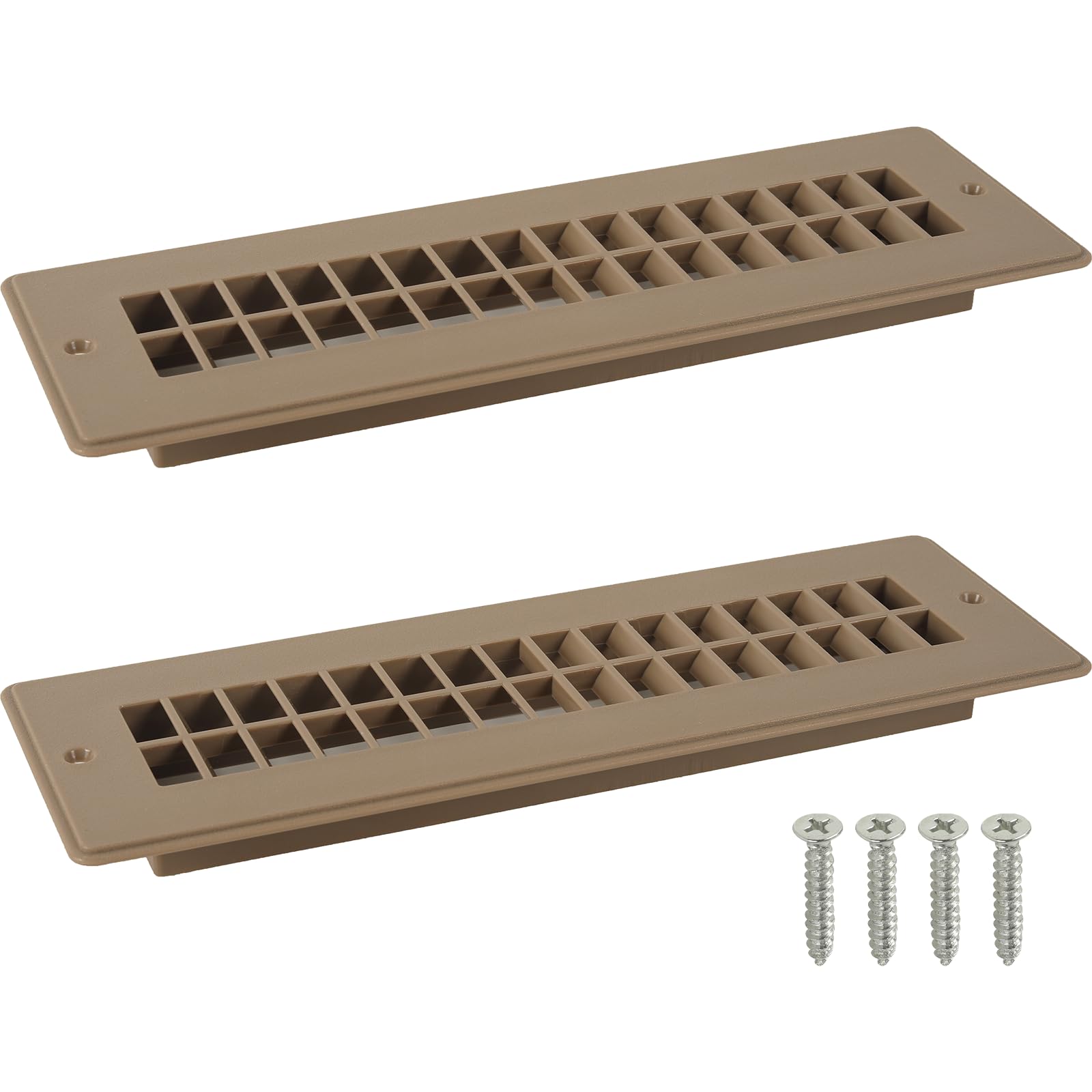 Calvana (2 Pack 2" x 10" Floor Register, Heavy Duty Steel Walkable Floor Vents for RV Trailer Motorhome Fifth Wheel Heating (Brown) - 2