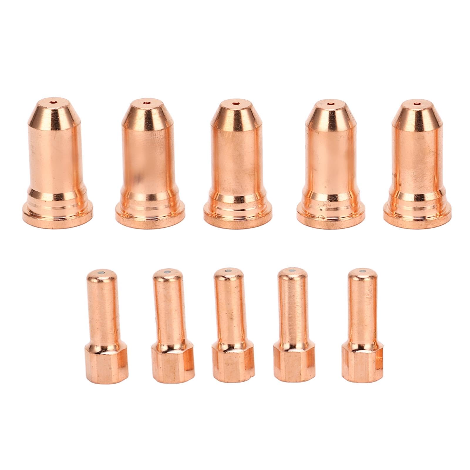 Rankomu 10Pcs Nozzle Electrode Kit, Copper 1.5mm Nozzle Plasma Cutter Consumables for PT100 Series, Includes Electrode Nozzles and Torch Nozzles