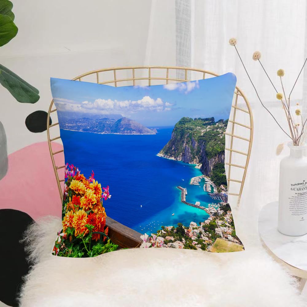 HYMSXW Cushion Cover,Throw Pillow Case Home Decorative for Living Room Bedroom Sofa Chair 20X20 Inch,Italian summer holidays - beautiful Capri island Campania Italy,Pillowcase 50X50cm